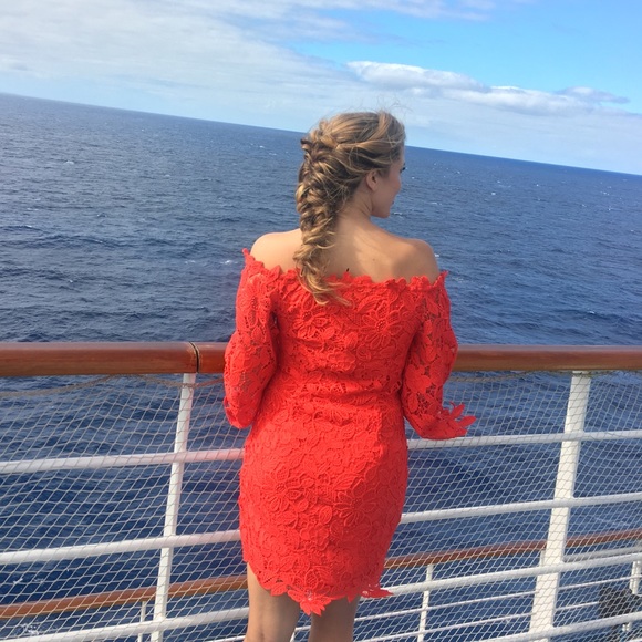 Free People Red Lace Off Shoulder Dress - Picture 3 of 3